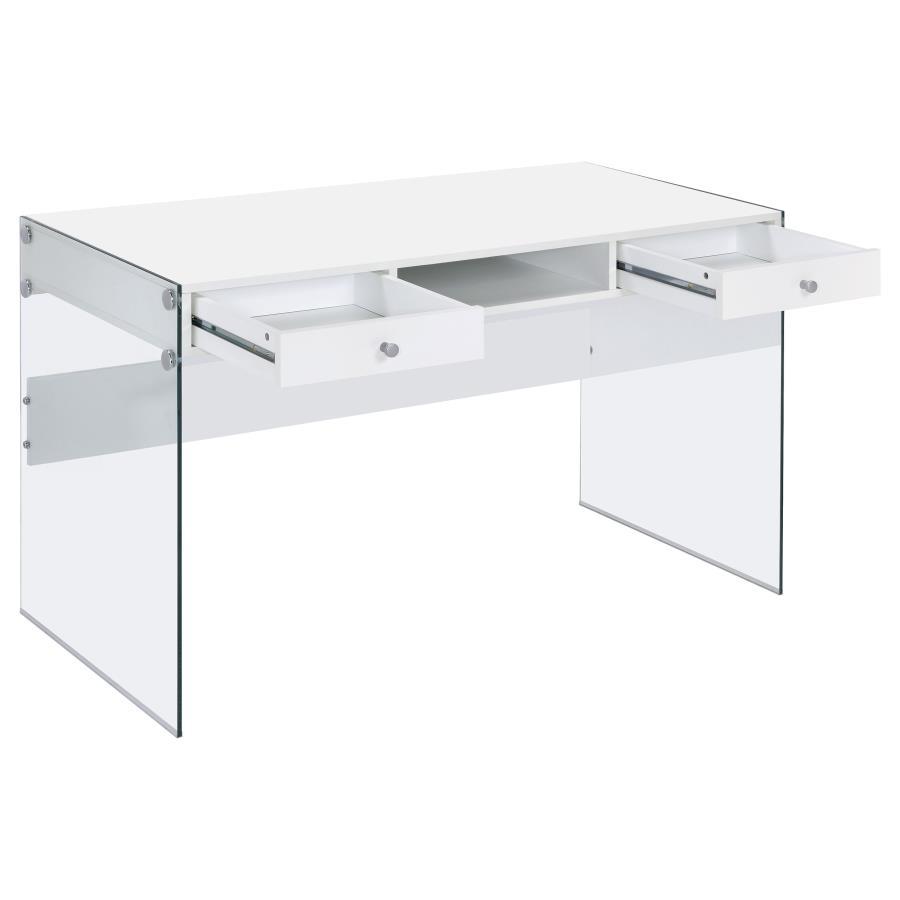 Dobrev - 2 - Drawer Writing Desk - White High Gloss Writing Desk modern furniture Contempo Furniture