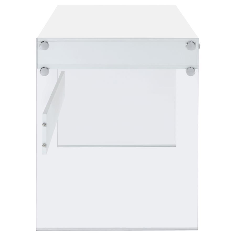 Dobrev - 2 - Drawer Writing Desk - White High Gloss Writing Desk modern furniture Contempo Furniture