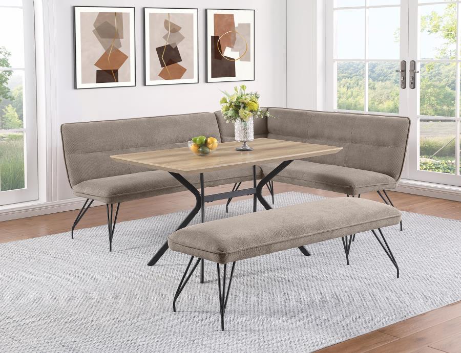 Dodson - Fabric Upholstered Dining Bench - Taupe Upholstered Bench modern furniture Contempo Furniture