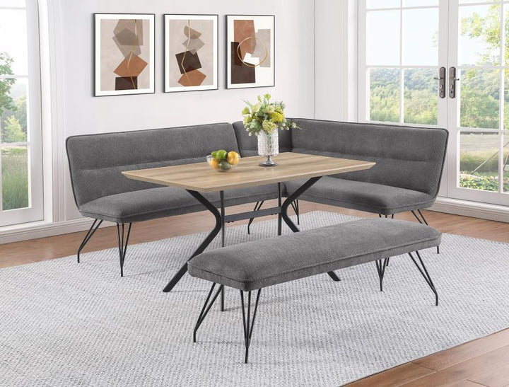 Dodson - Fabric Upholstered L - Shaped Nook Dining Bench - Gray Upholstered Bench modern furniture Contempo Furniture