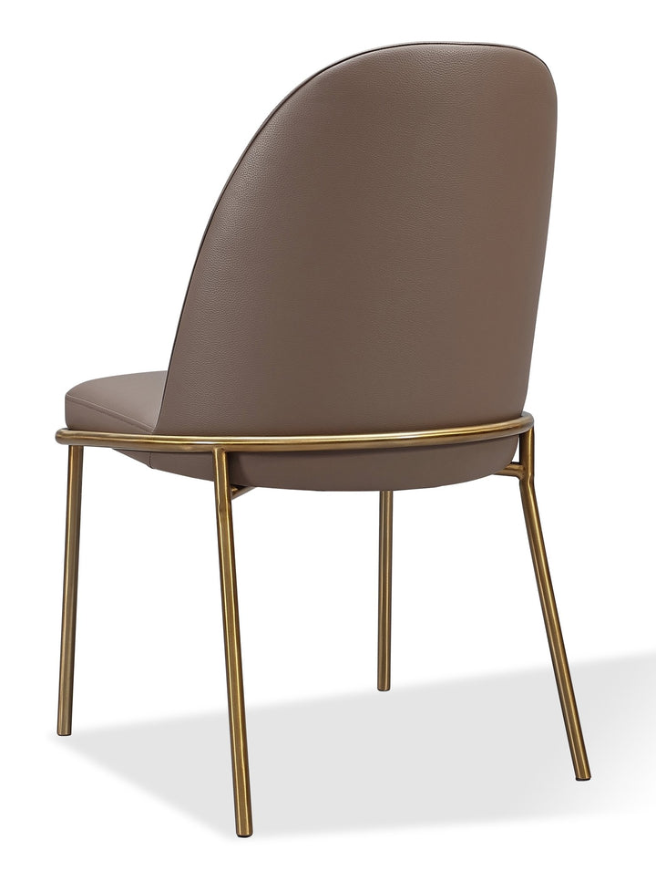 Doheny Leather Upholstered Metal Leg Dining Chair in Boots and Brass (Set of 2) Chair modern furniture Contempo Furniture