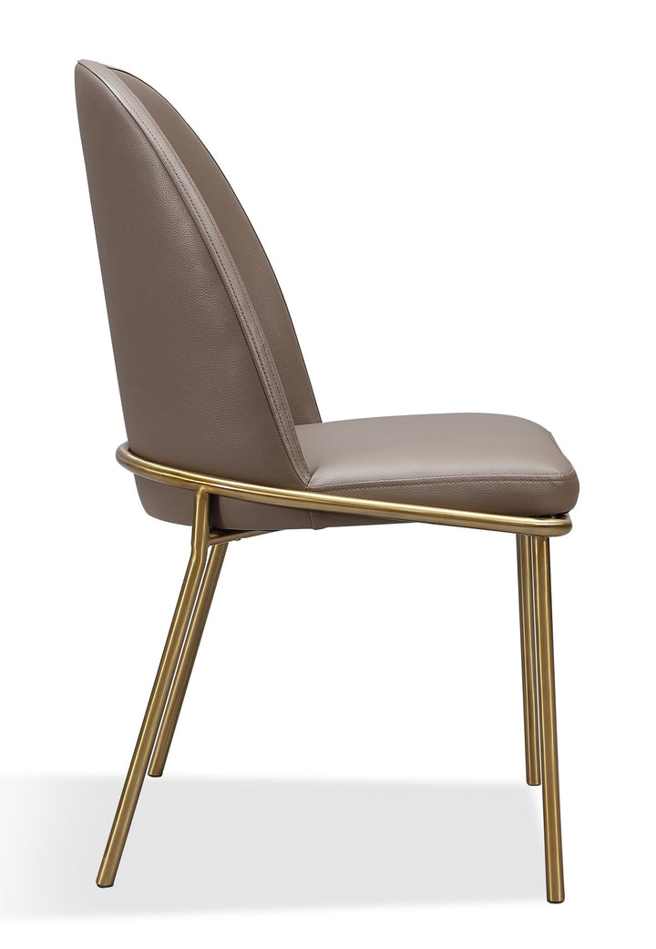 Doheny Leather Upholstered Metal Leg Dining Chair in Boots and Brass (Set of 2) Chair modern furniture Contempo Furniture