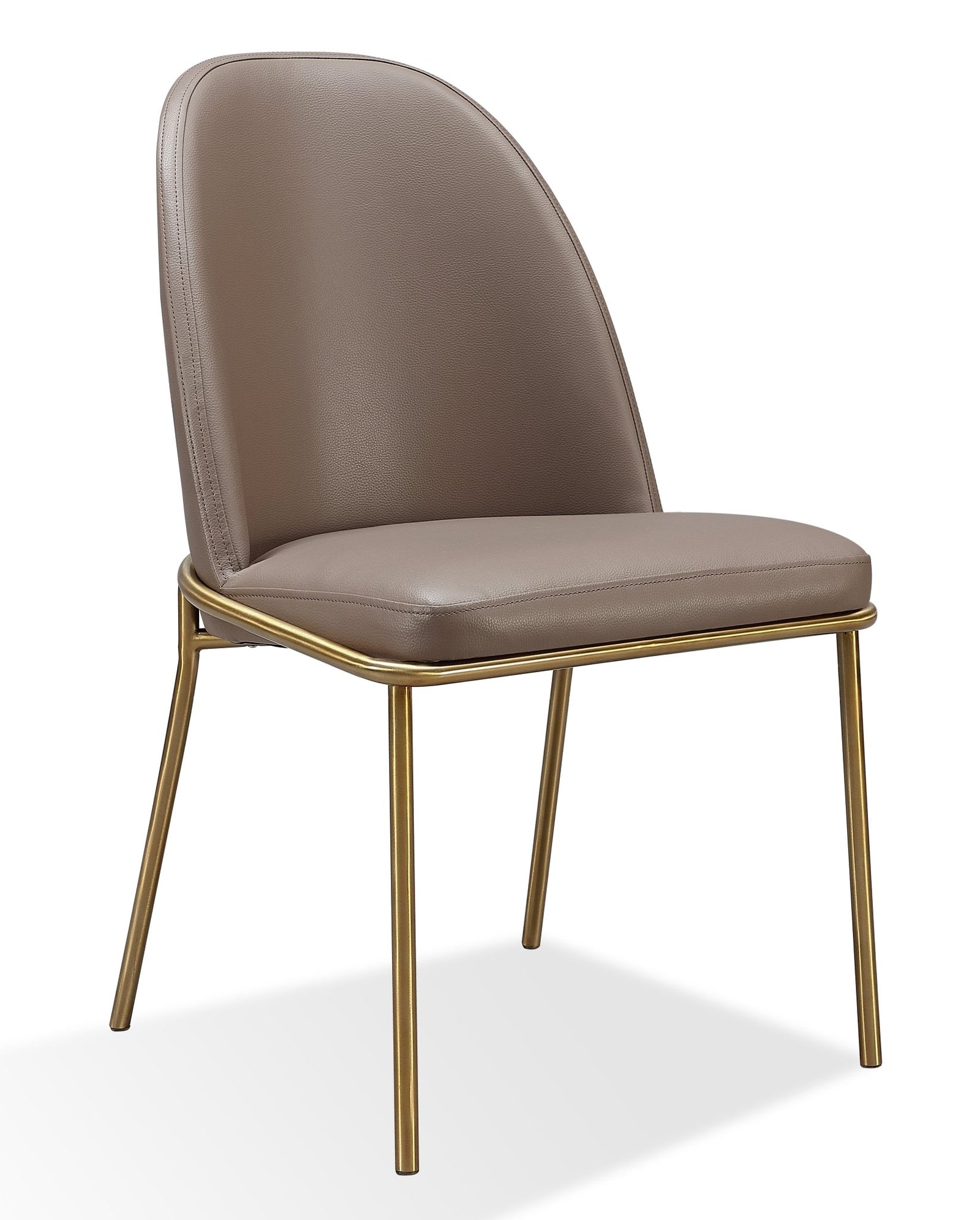 Doheny Leather Upholstered Metal Leg Dining Chair in Boots and Brass (Set of 2) Chair modern furniture Contempo Furniture