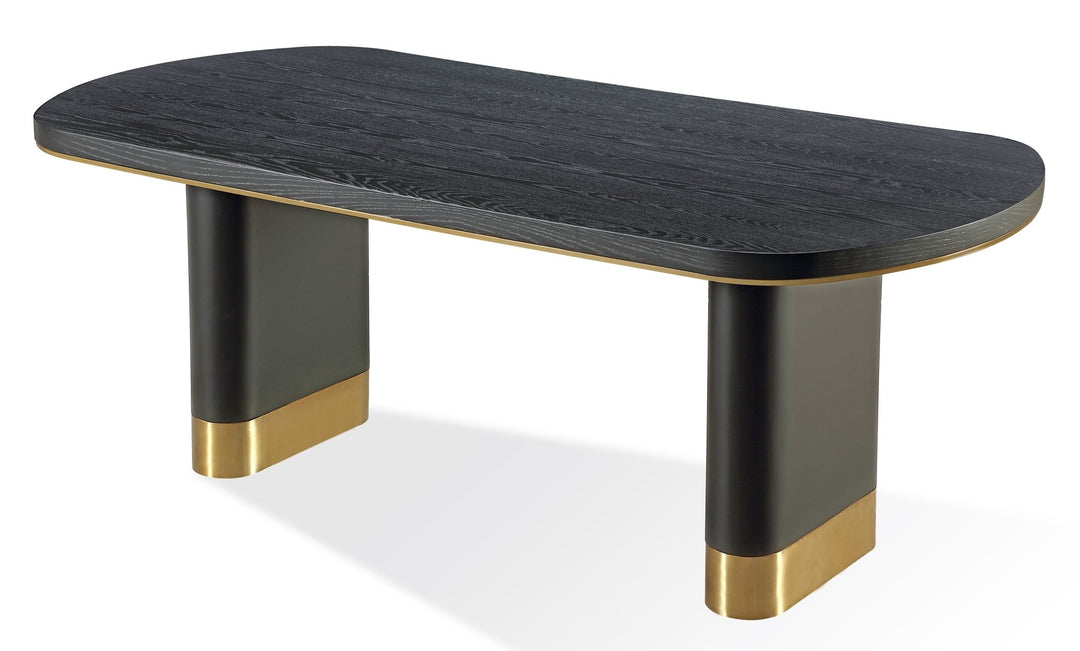Doheny Wood and Metal Oval Dining Table in Black and Brass Table modern furniture Contempo Furniture