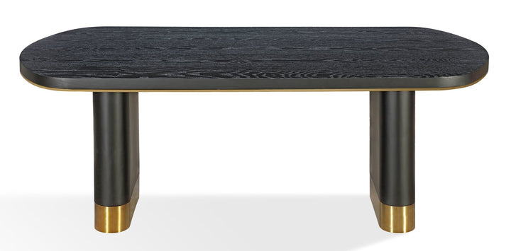 Doheny Wood and Metal Oval Dining Table in Black and Brass Table modern furniture Contempo Furniture