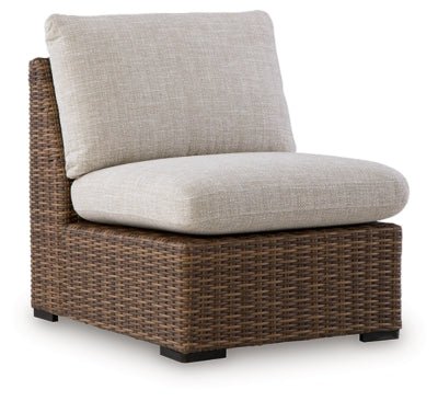 Dolan Creek Outdoor Armless Chair with Cushion - Beige | Ashley Furniture