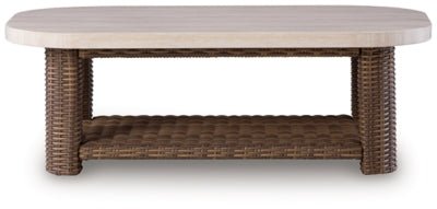 Dolan Creek Outdoor Coffee Table - Beige Coffee Table modern furniture Contempo Furniture