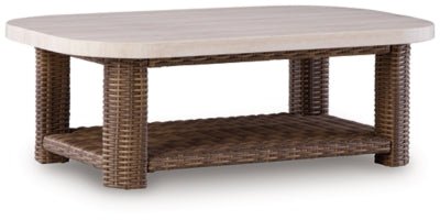 Dolan Creek Outdoor Coffee Table - Beige | Ashley Furniture