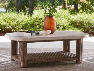 Dolan Creek Outdoor Coffee Table - Beige Coffee Table modern furniture Contempo Furniture