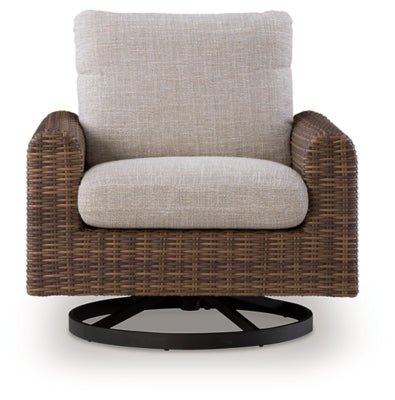 Dolan Creek Outdoor Swivel Lounge Chair with Cushion - Beige Swivel Chair modern furniture Contempo Furniture