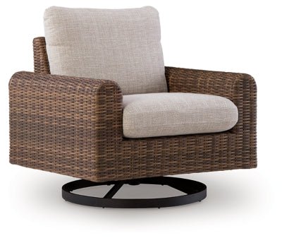 Dolan Creek Outdoor Swivel Lounge Chair with Cushion - Beige | Ashley Furniture