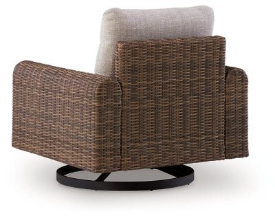 Dolan Creek Outdoor Swivel Lounge Chair with Cushion - Beige Swivel Chair modern furniture Contempo Furniture
