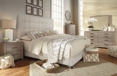 Dolante Queen Upholstered Bed - Beige Upholstered Bed modern furniture Contempo Furniture