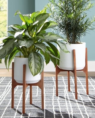 Dorcey Planter (Set of 2) - Light Brown Planters modern furniture Contempo Furniture