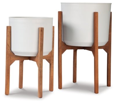 Dorcey Planter (Set of 2) - Light Brown | Ashley Furniture