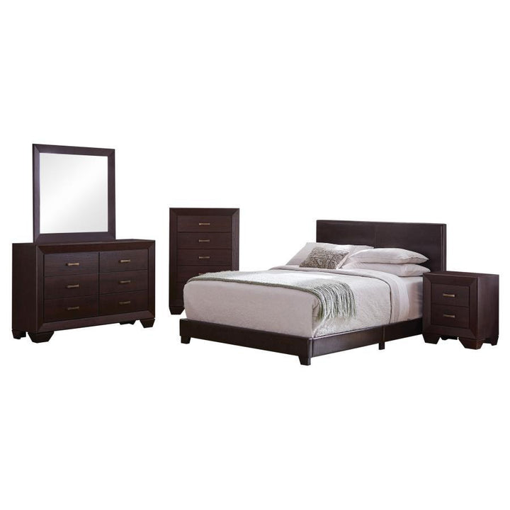Dorian - 5 Piece Eastern King Bedroom Set - Dark Cocoa 5 - Piece Bedroom Set modern furniture Contempo Furniture