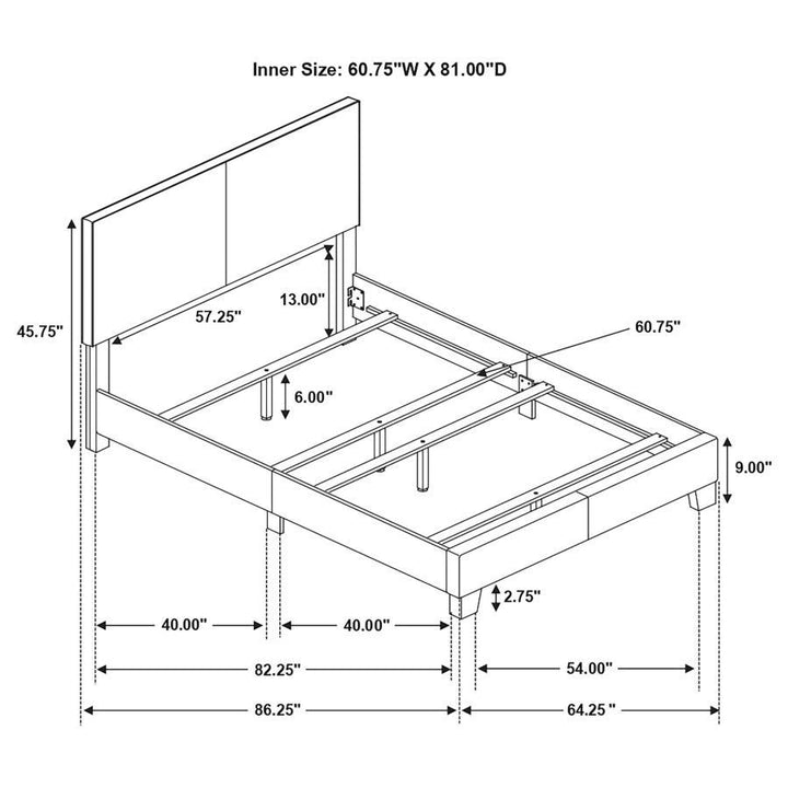Dorian - Upholstered Queen Panel Bed - Black Upholstered Bed modern furniture Contempo Furniture