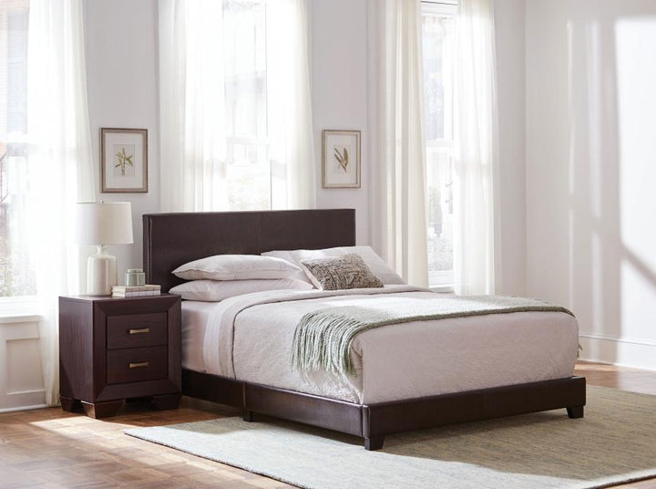 Dorian - Upholstered Queen Panel Bed - Brown Upholstered Bed modern furniture Contempo Furniture