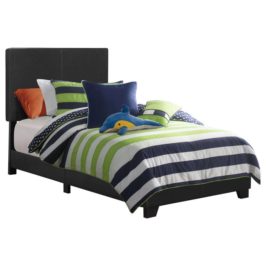 Dorian - Upholstered Twin Panel Bed - Black Upholstered Bed modern furniture Contempo Furniture
