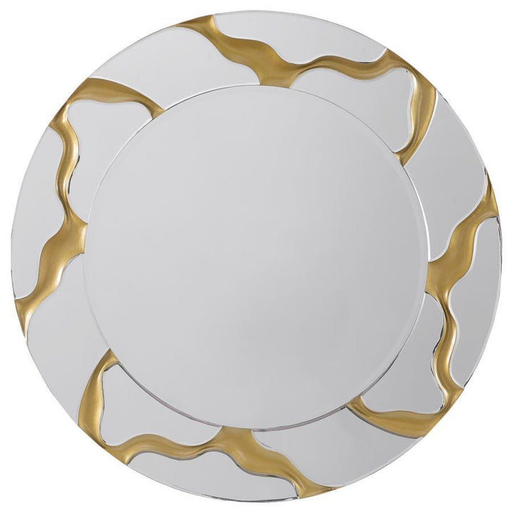 Dorinda - Round Kintsugi Style Wall Mirror - Gold Wall Mirror modern furniture Contempo Furniture