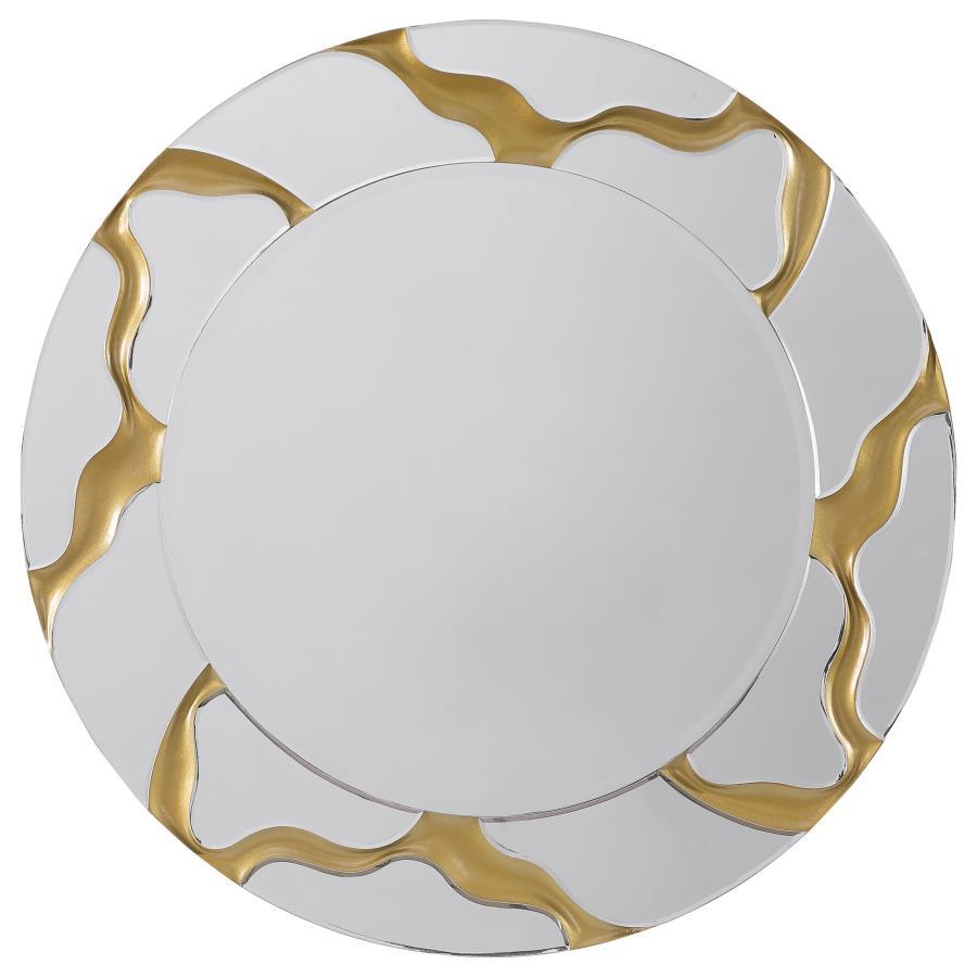 Dorinda - Round Kintsugi Style Wall Mirror - Gold Wall Mirror modern furniture Contempo Furniture