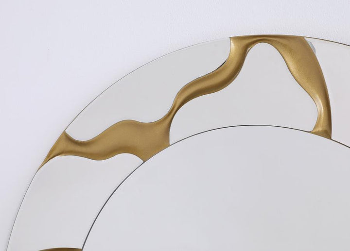 Dorinda - Round Kintsugi Style Wall Mirror - Gold Wall Mirror modern furniture Contempo Furniture