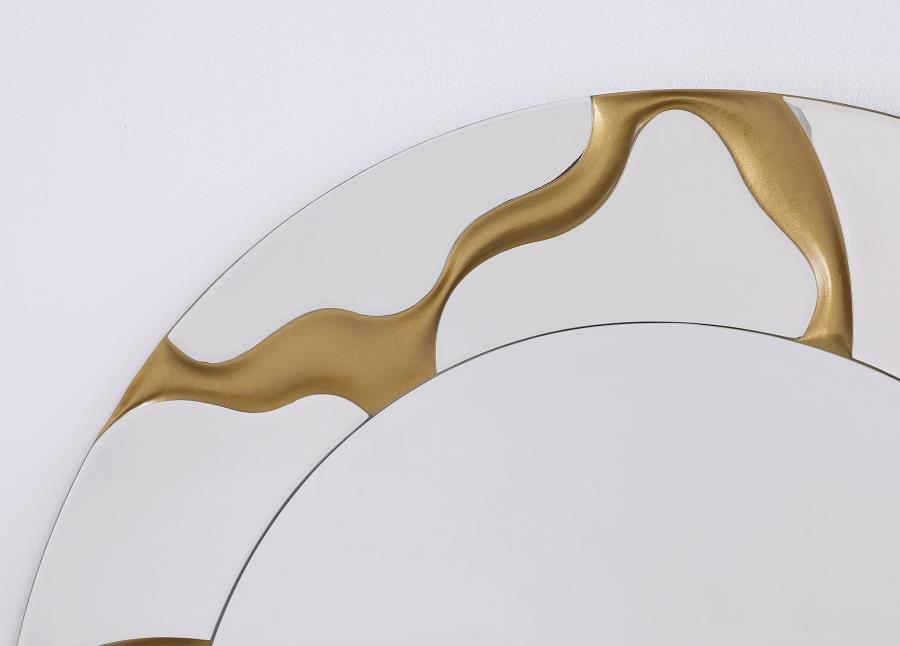Dorinda - Round Kintsugi Style Wall Mirror - Gold Wall Mirror modern furniture Contempo Furniture