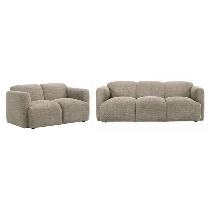 Dorset - 2 Piece Upholstered Round Track Arm Sofa Set - Brown Stationary Sofa &amp; Loveseat modern furniture Contempo Furniture