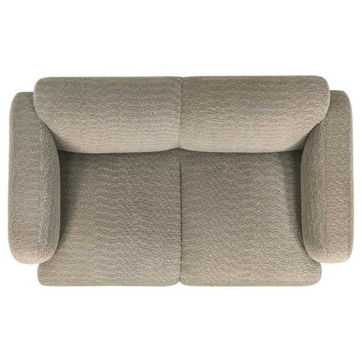 Dorset - 2 Piece Upholstered Round Track Arm Sofa Set - Brown Stationary Sofa &amp; Loveseat modern furniture Contempo Furniture