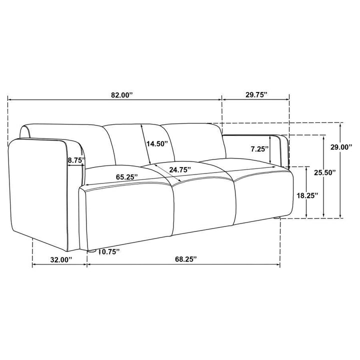 Dorset - 2 Piece Upholstered Round Track Arm Sofa Set - Brown Stationary Sofa &amp; Loveseat modern furniture Contempo Furniture