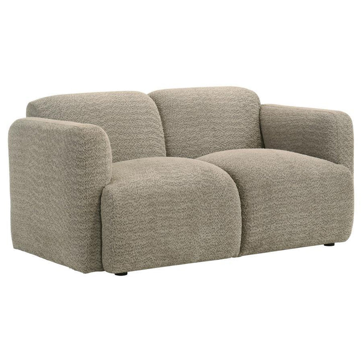 Dorset - 2 Piece Upholstered Round Track Arm Sofa Set - Brown Stationary Sofa &amp; Loveseat modern furniture Contempo Furniture