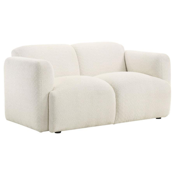 Dorset - 2 Piece Upholstered Round Track Arm Sofa Set - White Stationary Sofa &amp; Loveseat modern furniture Contempo Furniture