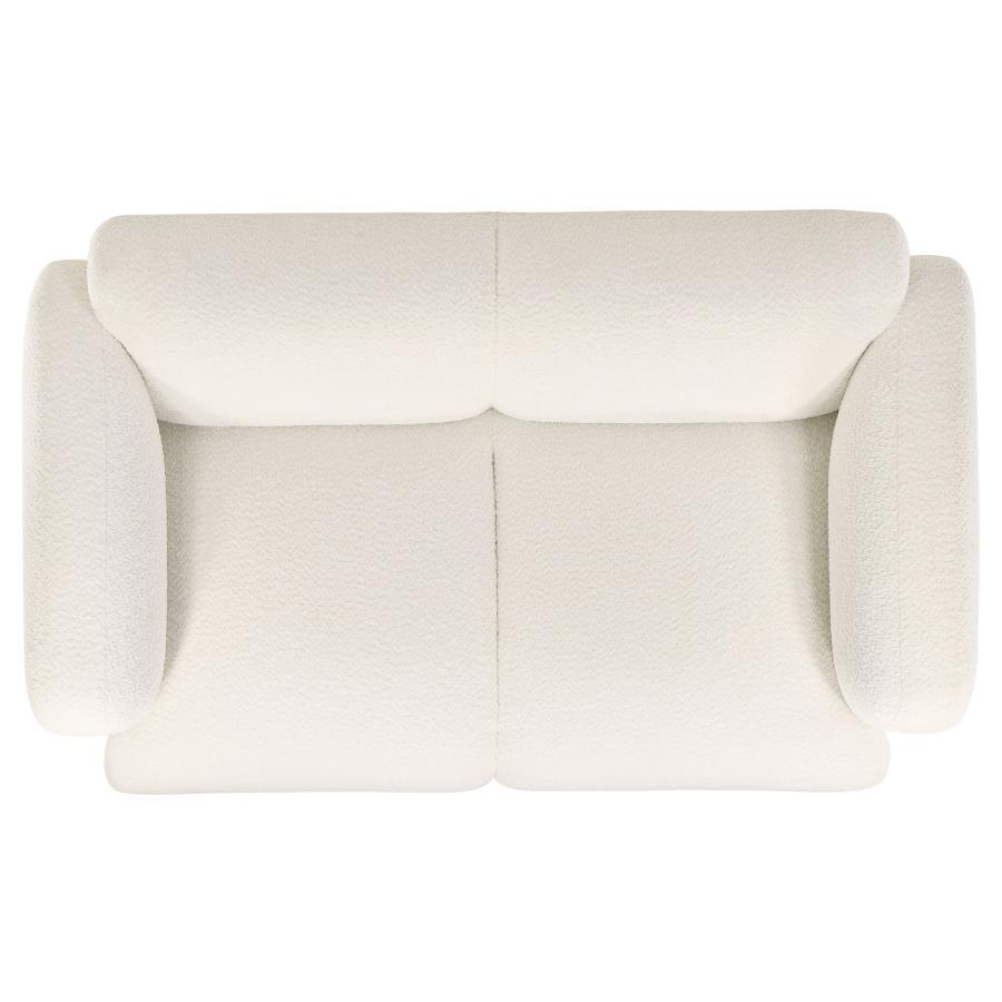 Dorset - 2 Piece Upholstered Round Track Arm Sofa Set - White Stationary Sofa & Loveseat modern furniture Contempo Furniture