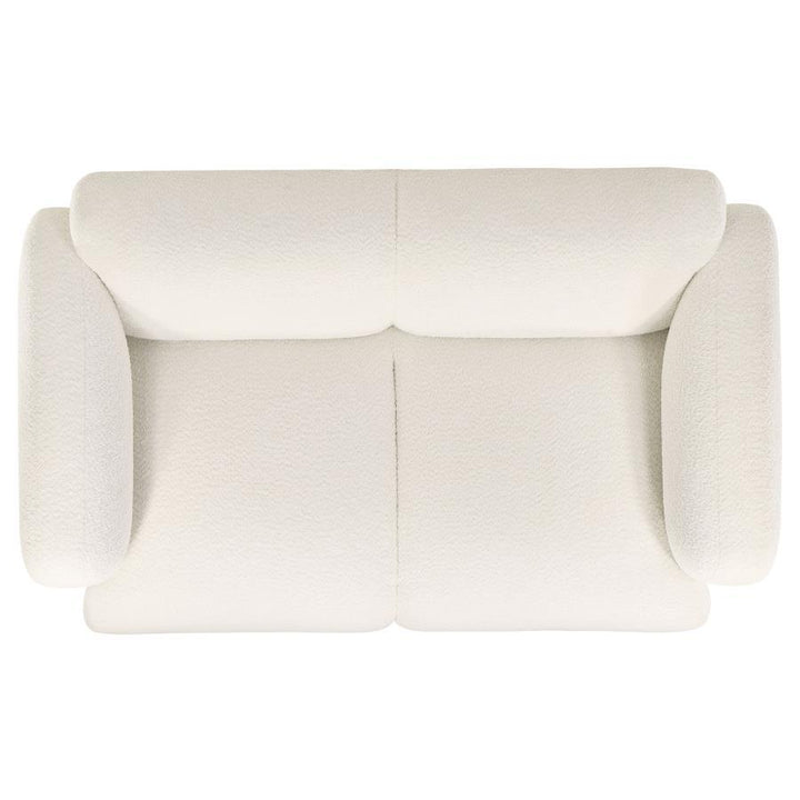 Dorset - 2 Piece Upholstered Round Track Arm Sofa Set - White Stationary Sofa &amp; Loveseat modern furniture Contempo Furniture