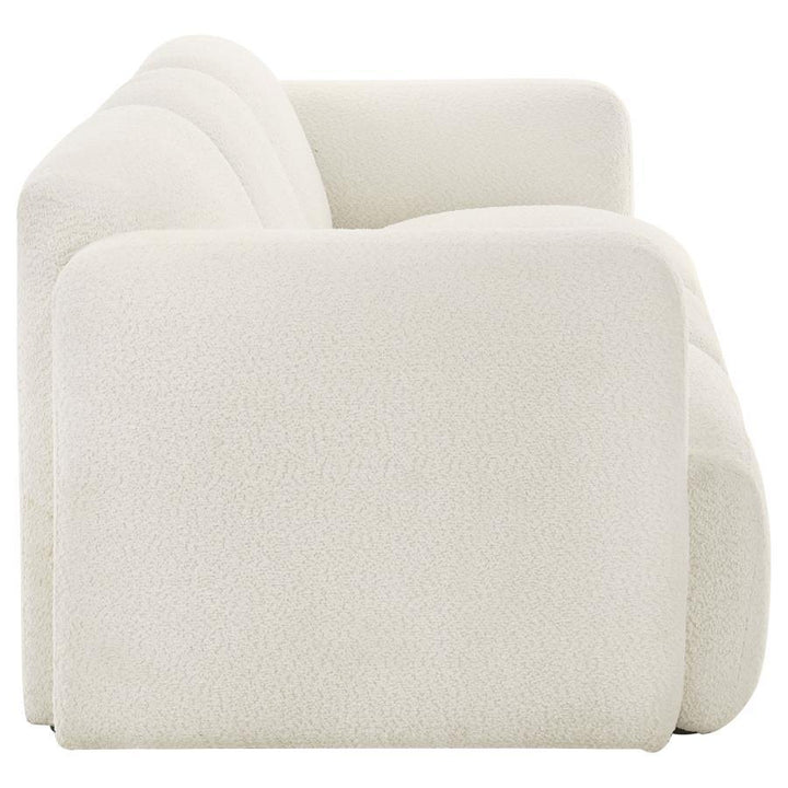 Dorset - 2 Piece Upholstered Round Track Arm Sofa Set - White Stationary Sofa &amp; Loveseat modern furniture Contempo Furniture
