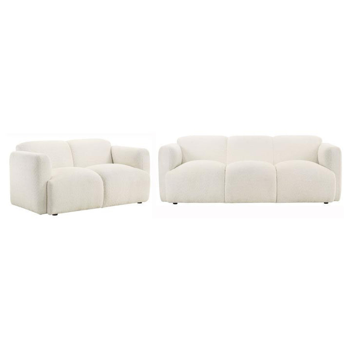 Dorset - 2 Piece Upholstered Round Track Arm Sofa Set - White Stationary Sofa &amp; Loveseat modern furniture Contempo Furniture