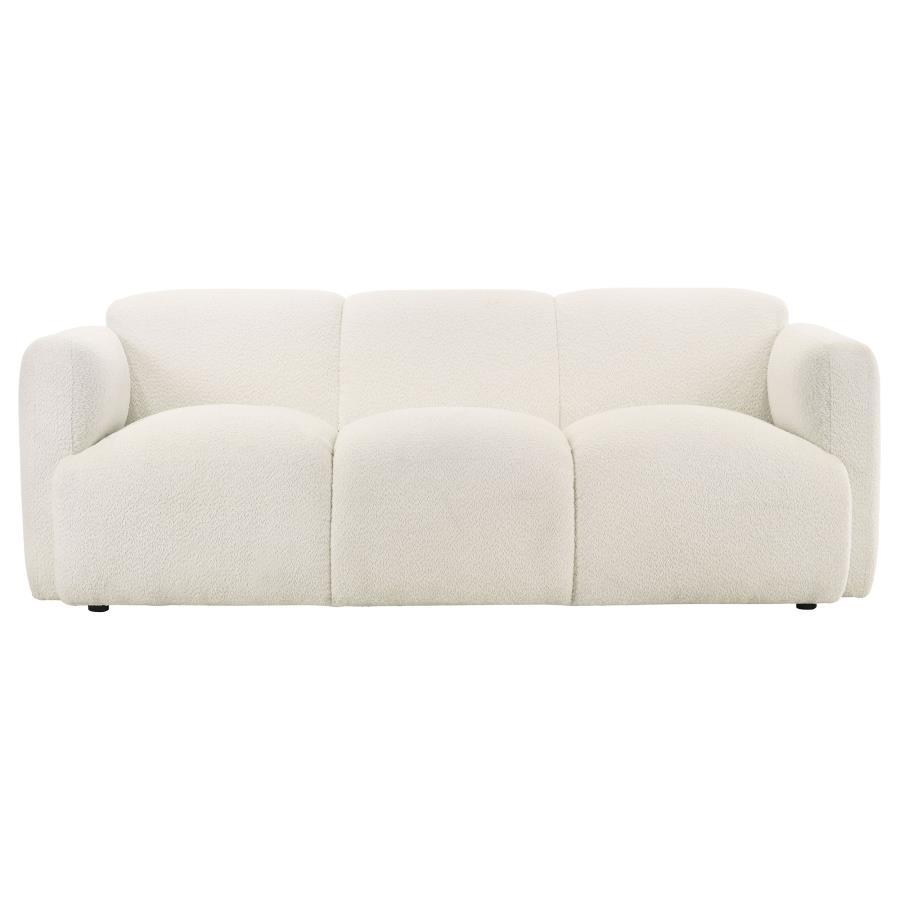 Dorset - 2 Piece Upholstered Round Track Arm Sofa Set - White Stationary Sofa & Loveseat modern furniture Contempo Furniture