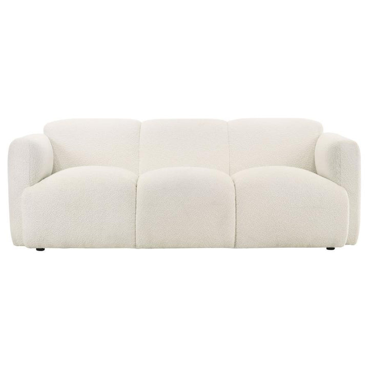 Dorset - 2 Piece Upholstered Round Track Arm Sofa Set - White Stationary Sofa &amp; Loveseat modern furniture Contempo Furniture