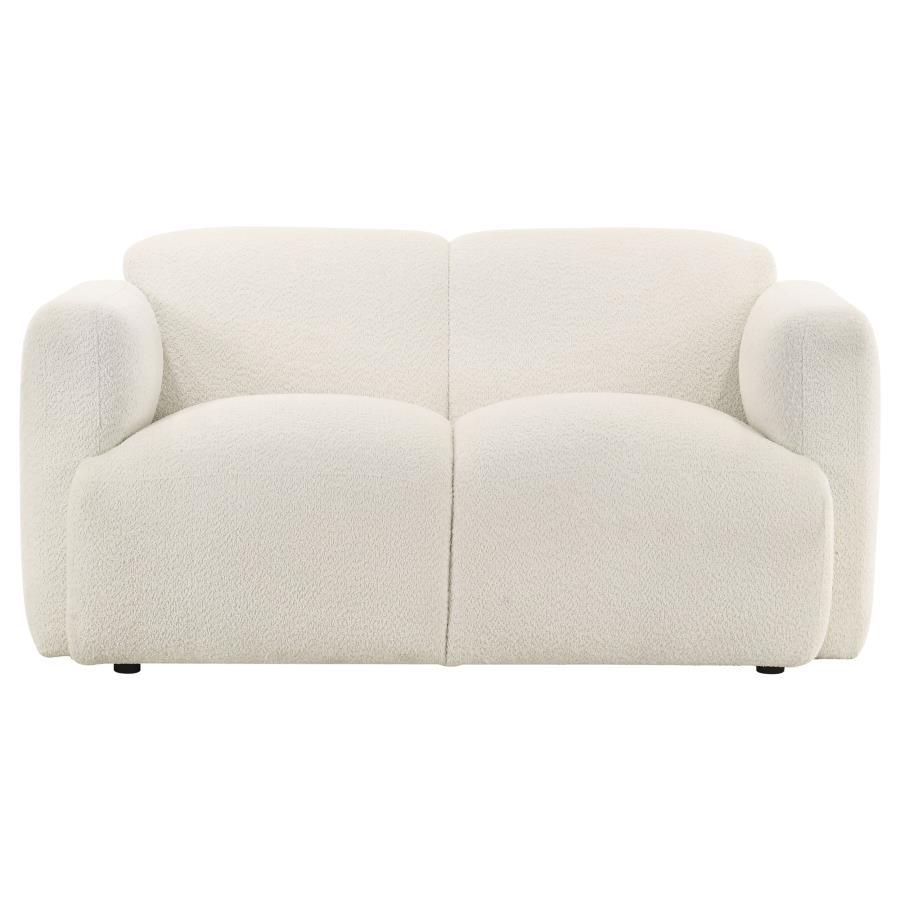 Dorset - 2 Piece Upholstered Round Track Arm Sofa Set - White Stationary Sofa & Loveseat modern furniture Contempo Furniture