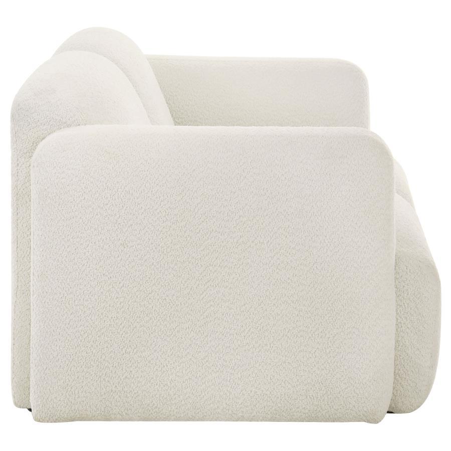 Dorset - 2 Piece Upholstered Round Track Arm Sofa Set - White Stationary Sofa & Loveseat modern furniture Contempo Furniture