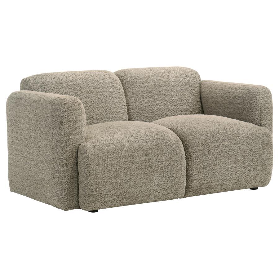 Dorset - 3 Piece Upholstered Round Track Arm Sofa Set - Brown 3 - Piece Living Room Set modern furniture Contempo Furniture