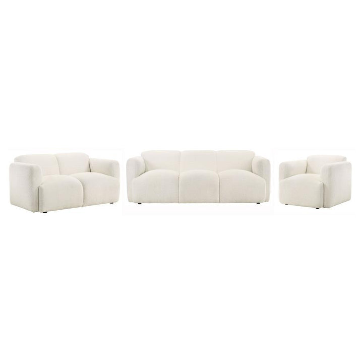 Dorset - 3 Piece Upholstered Round Track Arm Sofa Set - White 3 - Piece Living Room Set modern furniture Contempo Furniture
