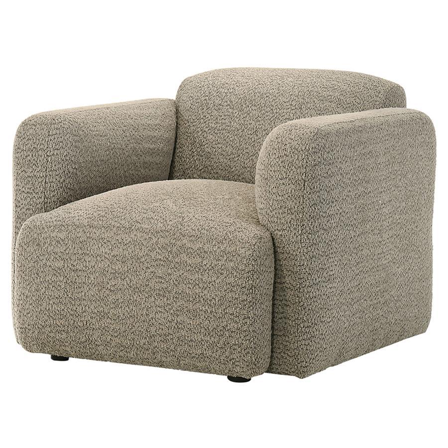 Dorset - Fabric Upholstered Round Track Arm Accent Chair - Brown Arm Chair modern furniture Contempo Furniture