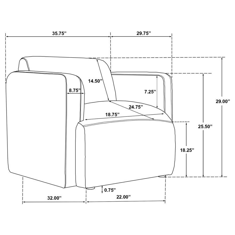 Dorset - Fabric Upholstered Round Track Arm Accent Chair - Brown Arm Chair modern furniture Contempo Furniture