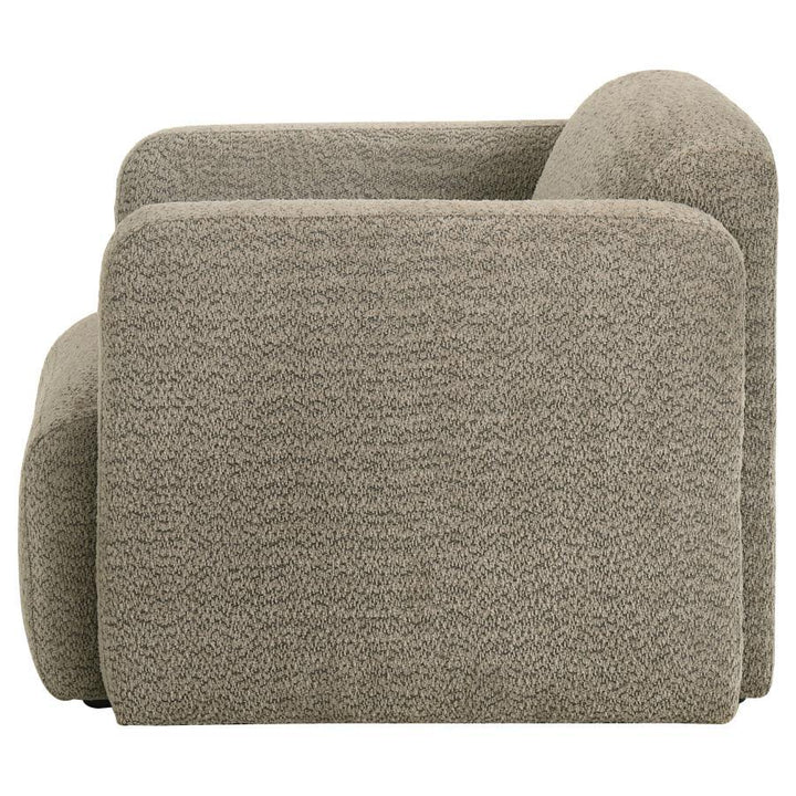 Dorset - Fabric Upholstered Round Track Arm Accent Chair - Brown Arm Chair modern furniture Contempo Furniture