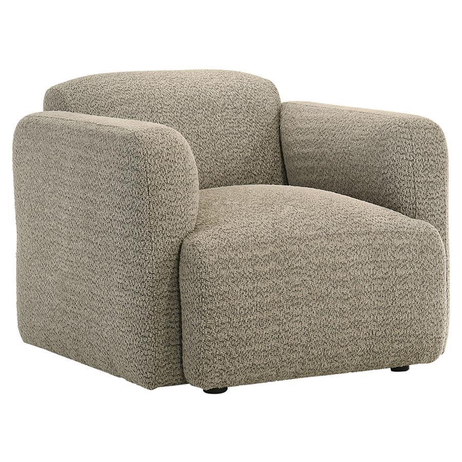 Dorset - Fabric Upholstered Round Track Arm Accent Chair - Brown Arm Chair modern furniture Contempo Furniture