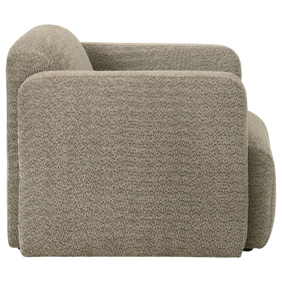 Dorset - Fabric Upholstered Round Track Arm Accent Chair - Brown Arm Chair modern furniture Contempo Furniture