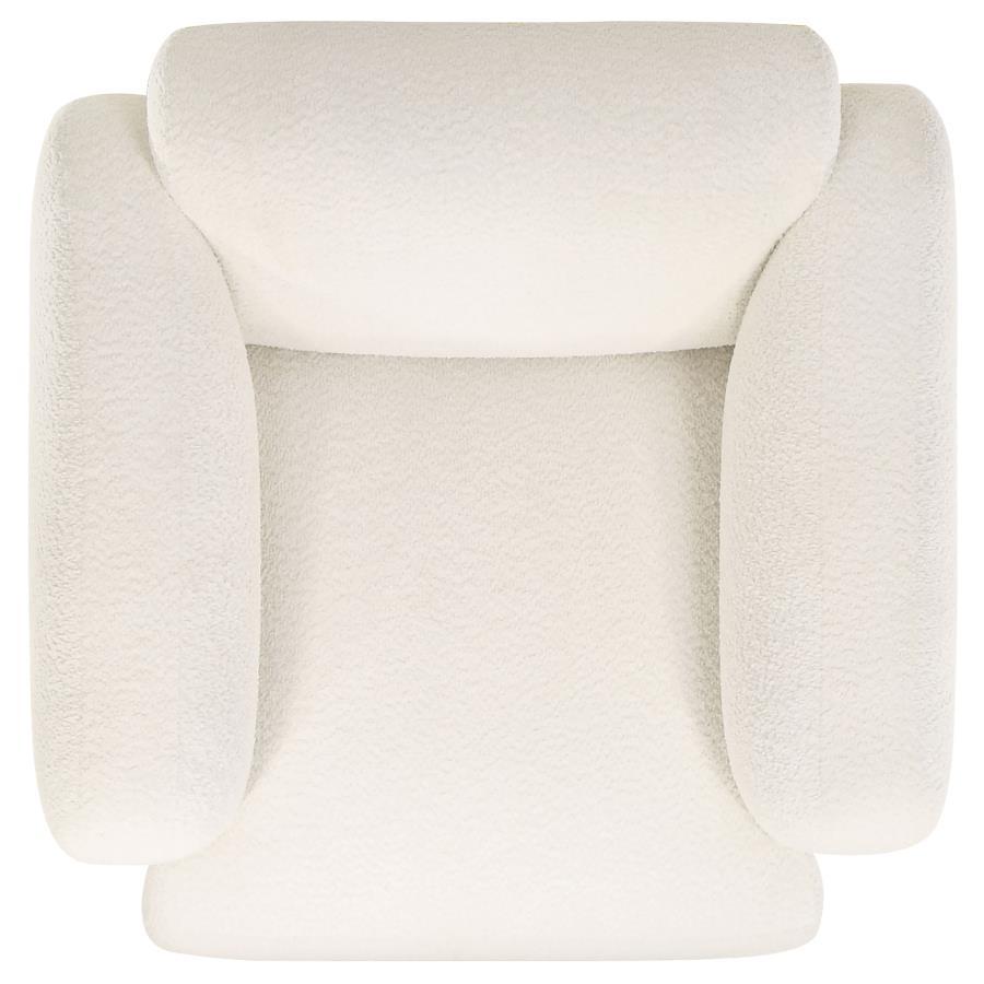 Dorset - Fabric Upholstered Round Track Arm Accent Chair - White Arm Chair modern furniture Contempo Furniture