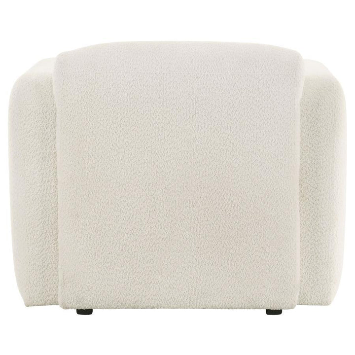 Dorset - Fabric Upholstered Round Track Arm Accent Chair - White Arm Chair modern furniture Contempo Furniture