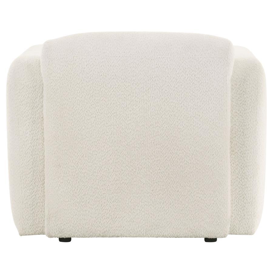 Dorset - Fabric Upholstered Round Track Arm Accent Chair - White Arm Chair modern furniture Contempo Furniture